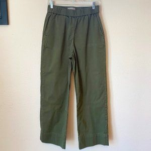 Everlane Green Cotton Twill Elastic Waist Straight Leg Easy Pants